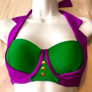 DC Joker Purple Green Bikini Top Push-Up Size M